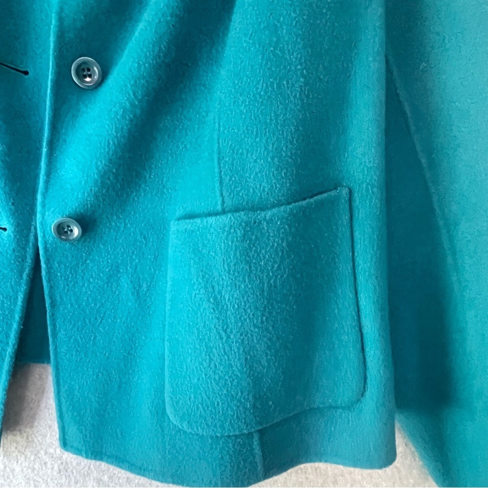 Talbot's Wool Aqua Blue Short Button Front Coat Jacket Button 18W #AO - Picture 5 of 9